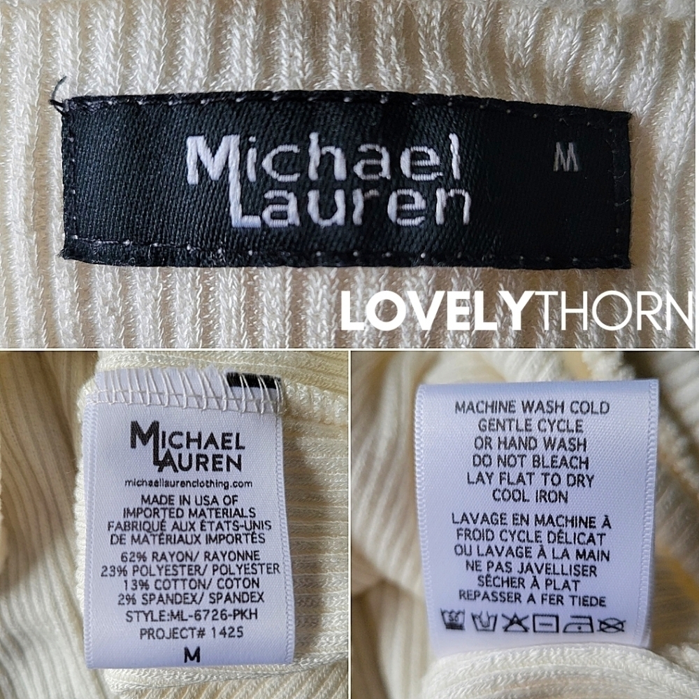 MICHAEL LAUREN // rhydian plunge v-neck rib knit surplice thumb hole sweater - Picture 11 of 11